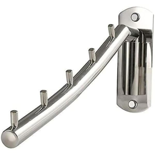 Wall Mounted Folding Clothes Hanger Rack, Garment Hooks with Swing Arm Holder