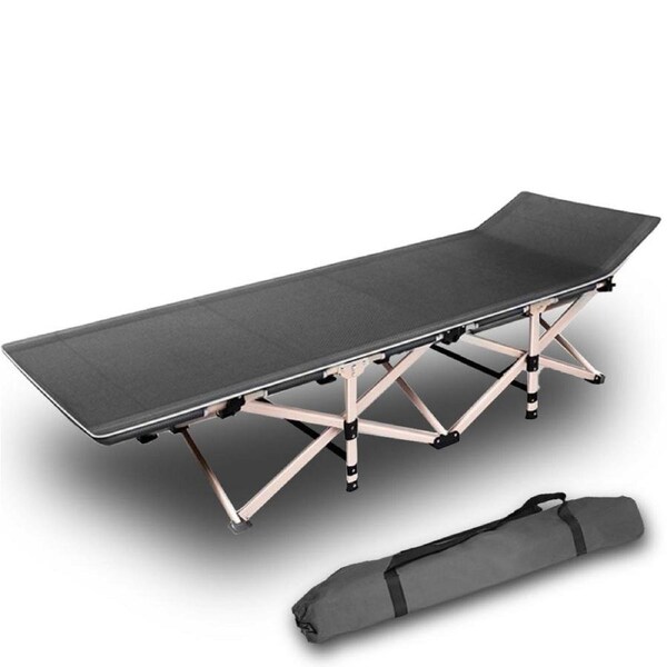 Camping Portable Stretcher Single Foldable Folding Bed Recliner Mat - grey
