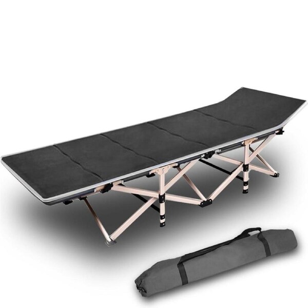 Camping Portable Stretcher Single Foldable Folding Bed Mattress Recliner Mat - grey