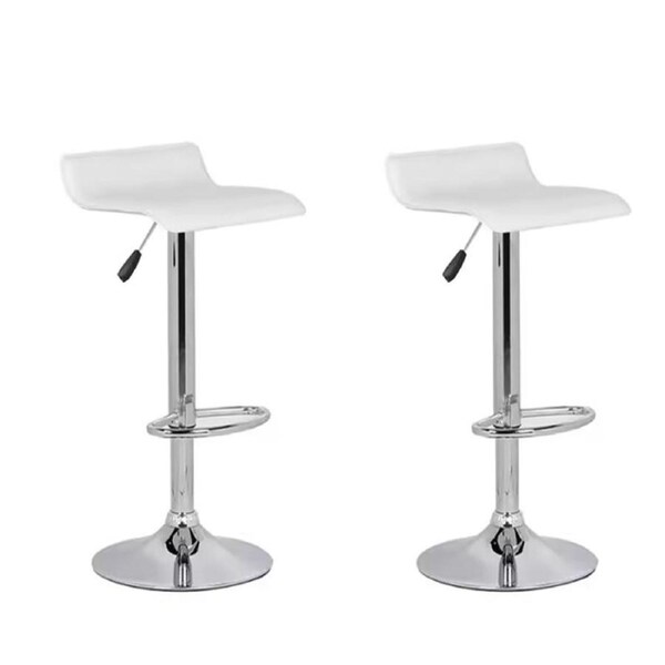 Ergoliving 2 X New Pu Leather Bar Stool Kitchen Chair Gas Lift Sena White