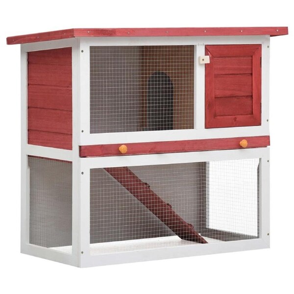 Outdoor Rabbit Hutch 1 Door Red Wood vidaXL
