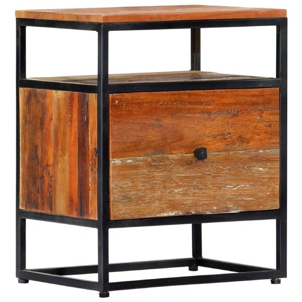 Bedside Cabinet 40x30x50 cm Solid Reclaimed Wood and Steel vidaXL