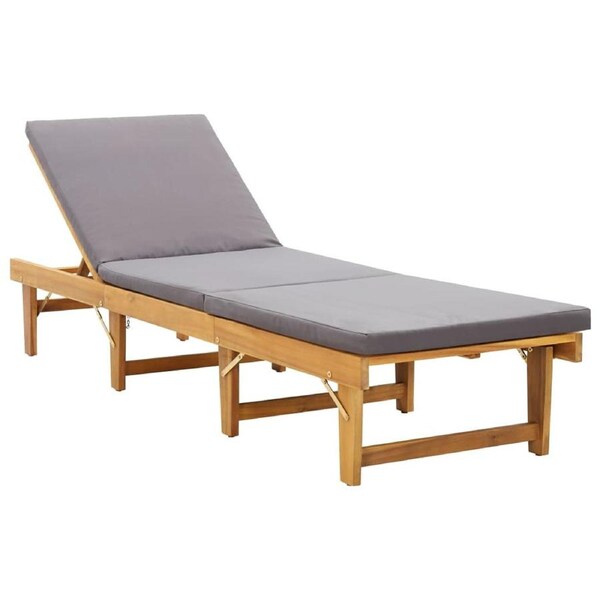 Folding Sun Lounger with Cushion Solid Acacia Wood vidaXL
