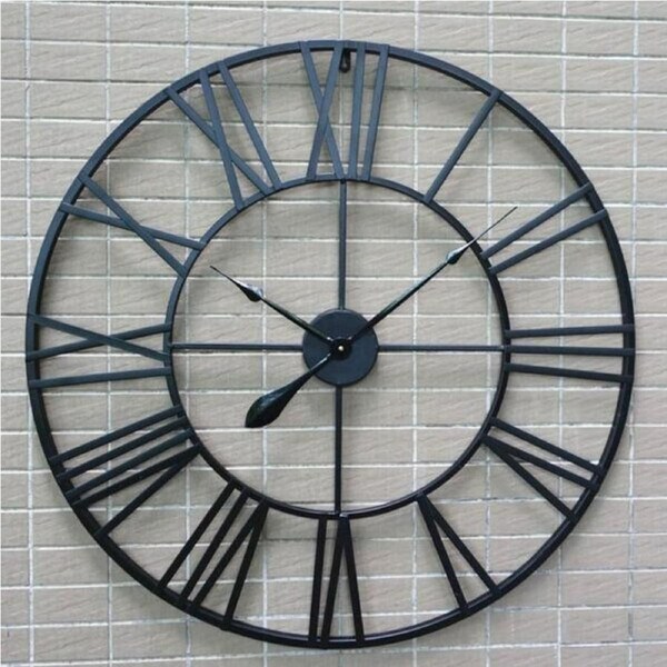 Salesbay 80cm Large Round Wall Clock Metal Industrial Vintage