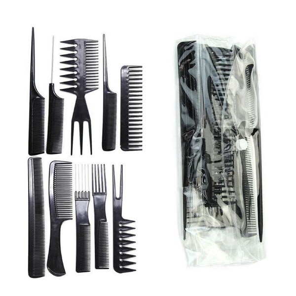10Pcs/Set Pro Salon Hair Combs Hairdressing Plastic Brush Comb