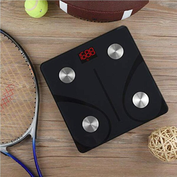 Catzon Bluetooth Body Fat Scale Smart BMI Scale Digital Bathroom Wireless Weight Scale - black/11 x 11 Inch