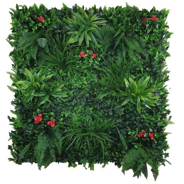 Elegant Red Rose Artificial Vertical Garden / Green Wall UV Resistant Sample