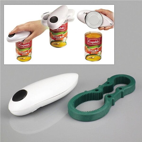 One Touch Electric Can Opener: Open Your Cans with A Simple Push of Button and Automatic Shut-off - No Sharp Edge, Food-Safe and Battery Powered Can Opener