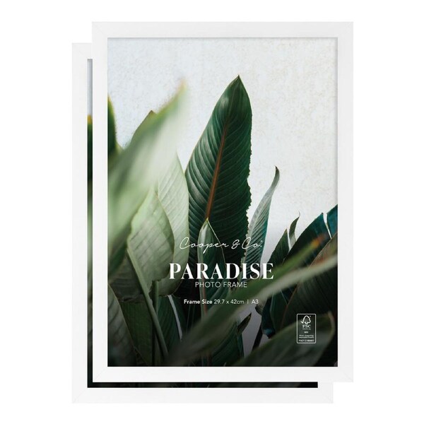 Cooper & Co. Set Of 2 29.7x42cm White Premium Paradise Wooden Photo Frame