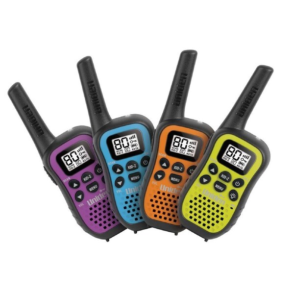 Uniden UH45-4 - UHF CB Handheld Radio (Walkie-Talkie) with Kid Zone – Quad Colour Pack