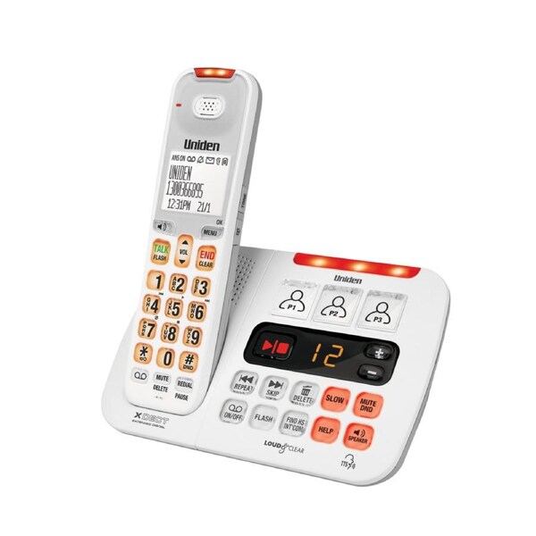 Uniden - SSE45W - White Sight & Sound Enhanced Cordless Digital Phone System