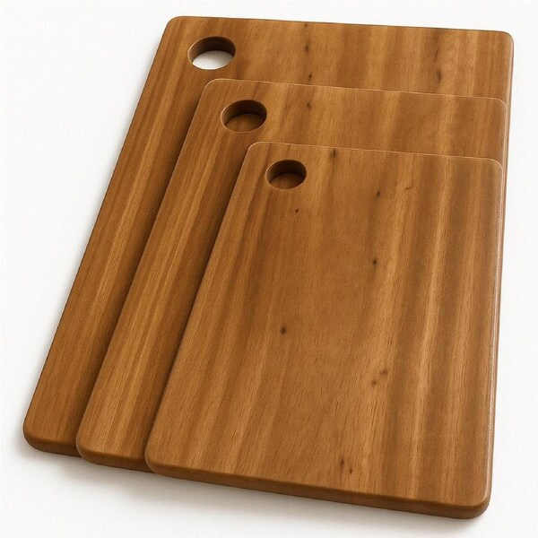 3x Hard Wood Hygienic Cutting Wooden Chopping Board Natural Kitchen Block