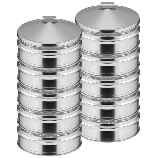 SOGA 2X 5 Tier Stainless Steel Steamers With Lid Work inside of Basket Pot Steamers 22cm