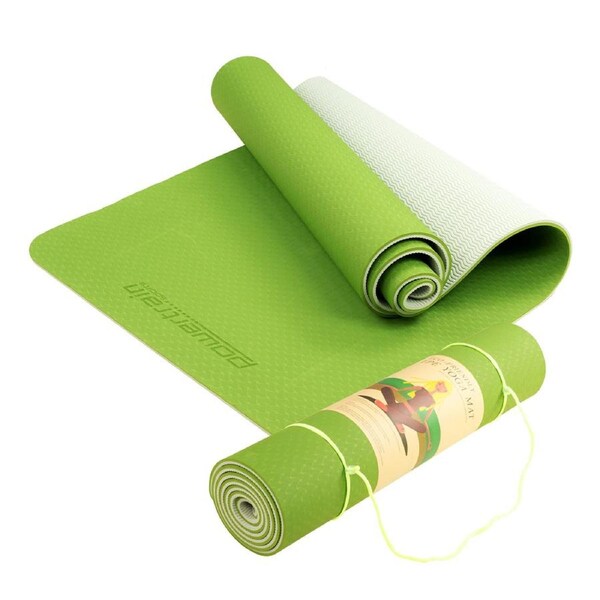 Powertrain TPE Yoga Exercise Mat Home Gym Pilates Fitness 8mm Thick in Green