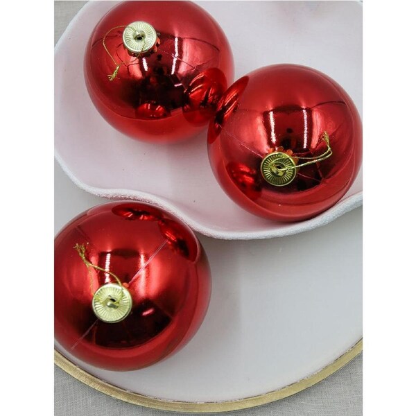 RED Christmas Baubles 120mm Gloss