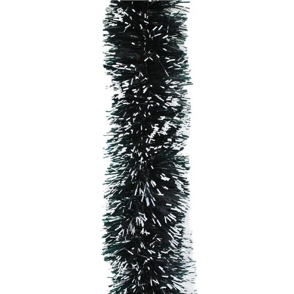 10m DARK GREEN with WHITE TIP Christmas Tinsel 100mm wide