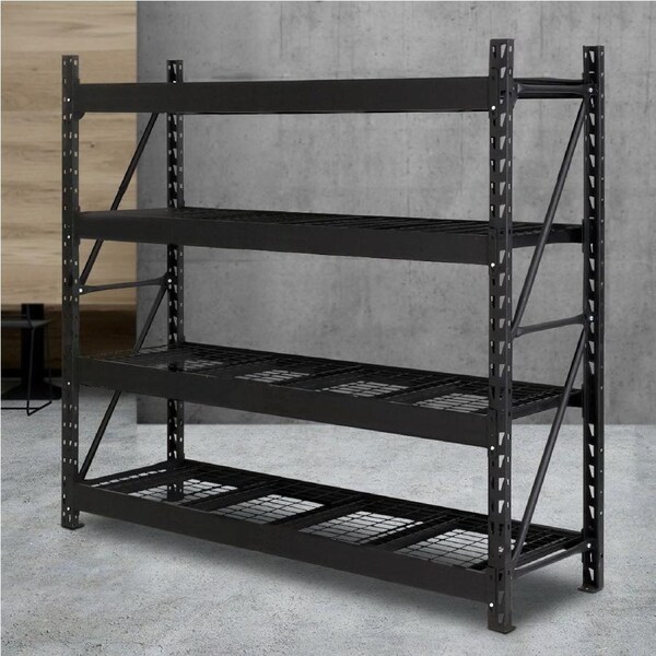 Giantz 2M Garage Shelving Warehouse Rack Pallet Racking Storage Steel Shelves Shelf Black
