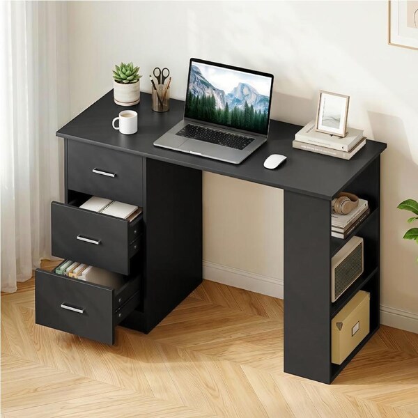 120cm Artiss Computer Desk Drawer Shelf Cabinet Black