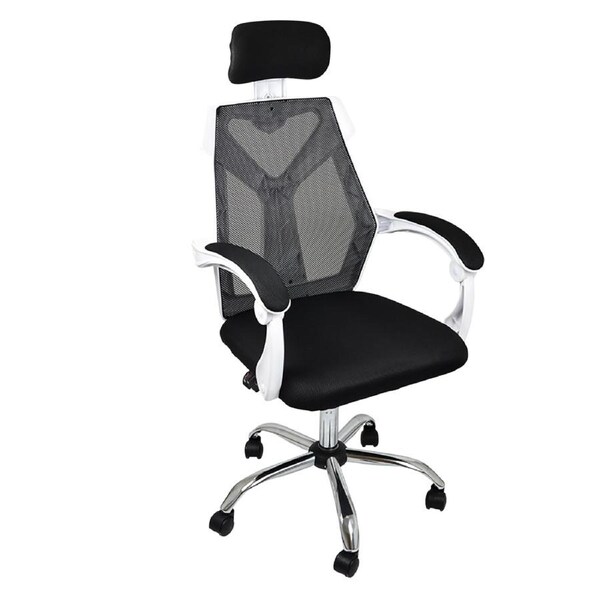 Office Chair – Ergonomic Mesh Back Computer Desk White Chair with Padded Foam Seat