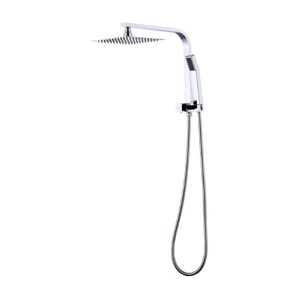WELS 8" Rain Shower Head Set Square Dual Heads Faucet High Pressure Hand Held