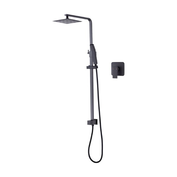 WELS 8" Rain Shower Head Set Square Dual Heads Faucet High Pressure With Mixer