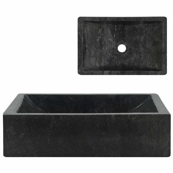 Sink 45x30x12 cm Marble High Gloss Black vidaXL