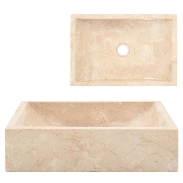 Sink 45x30x12 cm Marble High Gloss Cream vidaXL