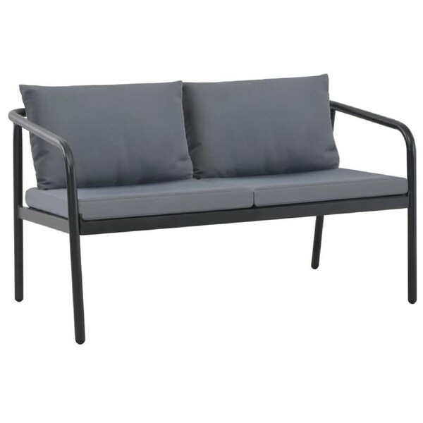 2 Seater Garden Bench with Cushions Grey Aluminium vidaXL