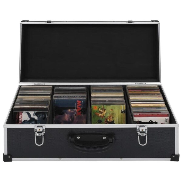CD Case for 80 CDs Aluminium ABS Black vidaXL