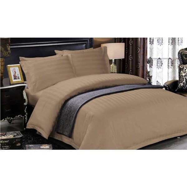 1200TC 100% Egyptian Cotton Hotel Collection Sateen Sheet Set King / Chocolate Stripe