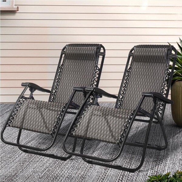 2x Gardeon Zero Gravity Chairs Sun Lounge Recliner Outdoor Furniture Folding Lounger Grey