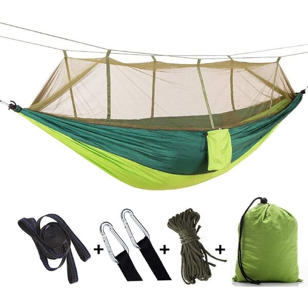 Portable Outdoor Camping Hammock With Mosquito Net High Strength Parachute Fabric Hanging Bed Hunting Sleeping Swing