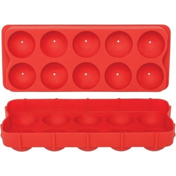 Appetito Round Ice Cube Tray Silicone Red
