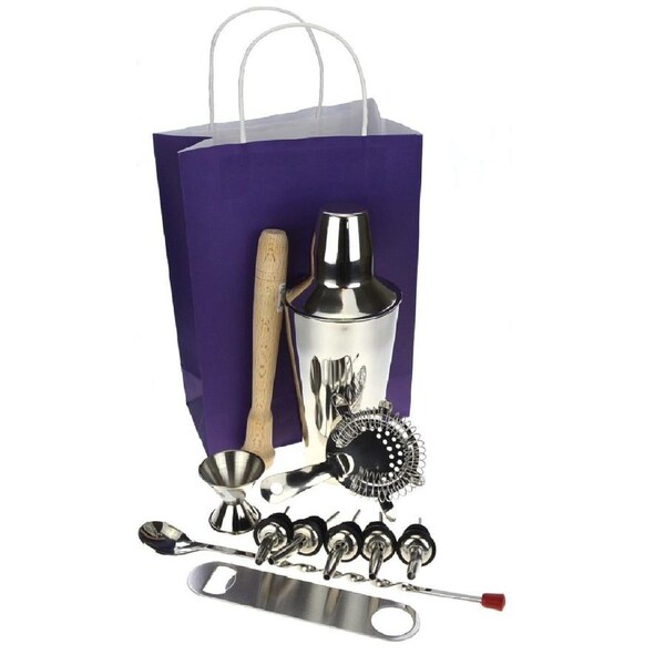 PurpleSpoilz 10 Piece Cocktail Shaker Set SS - With Free Bar Blade