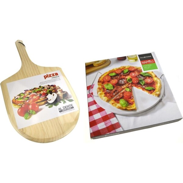 Al Dente Pizza Combo Pack 33cm Pizza Stone + Serving Rack + Paddle