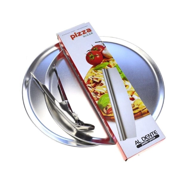 Al Dente Pizza Pack - 2 x 300mm Pizza Plates + Pizza Cutter + Pizza Grippe