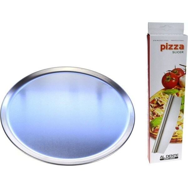 Al Dente Pizza Flat Pack - 2 x 300mm Pizza Plates And Rocking Pizza Cutter