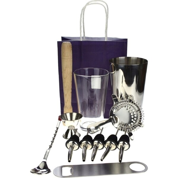 PurpleSpoilz 10 Piece Boston Shaker Set With A Free Bar Blade Ss