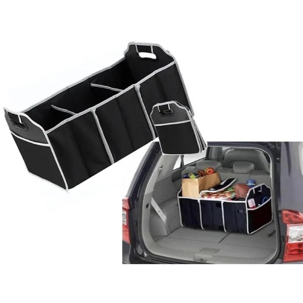 Deluxe Collapsible Car Boot Organiser with Cooler Bag Trunk Storage Bag Folding