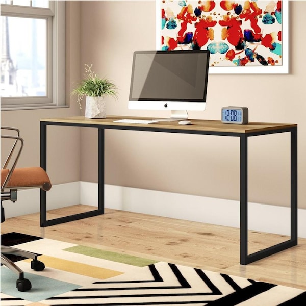 Zinus Computer Desk 160cm Home Office Study Desk Laptop Computer Table Wood Metal Black