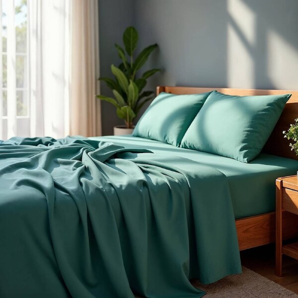 Royal Comfort 2000TC Bamboo Cooling Sheet Set Ultra Soft Breathable Aqua / Single