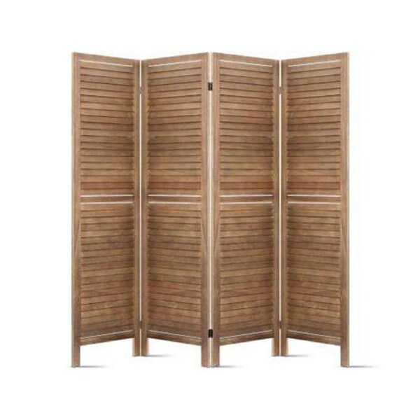 4 Panel Foldable Wooden Room Divider - Brown