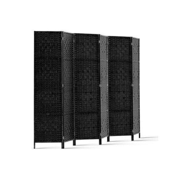 6 Panel Foldable Wooden Room Divider - Black
