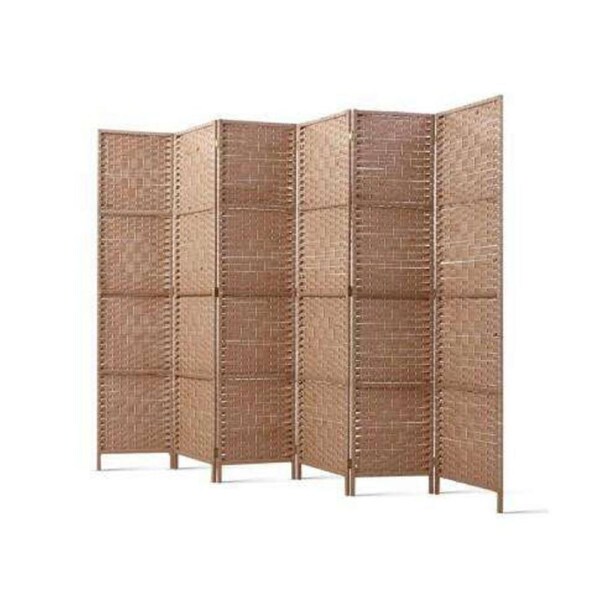 6 Panel Foldable Wooden Room Divider - Brown