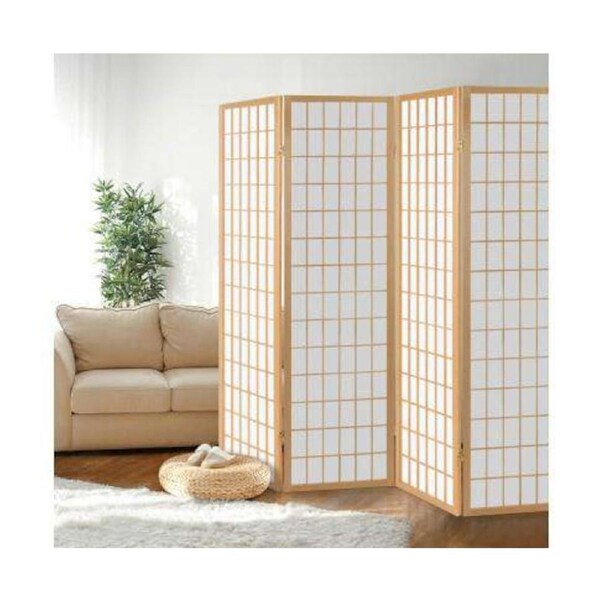 4 Panel Wooden Room Divider - Natural
