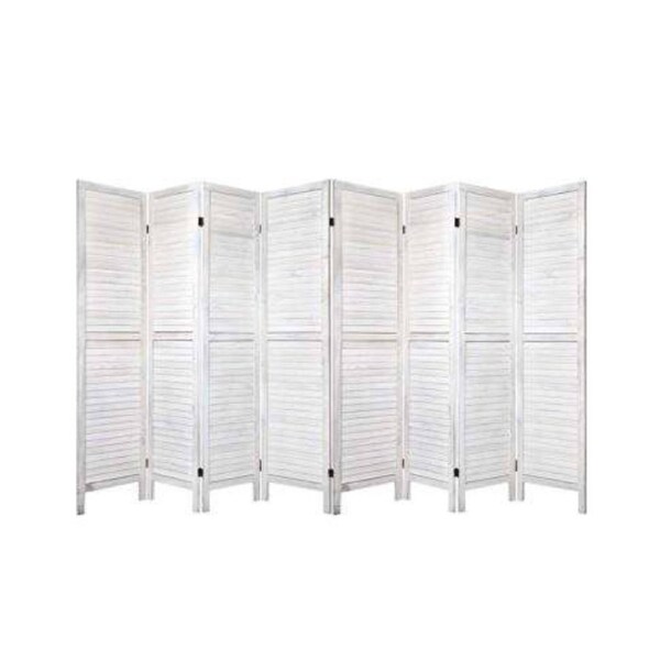 Room Divider Screen 8 Panel Privacy Wood Dividers Stand Bed Timber - White