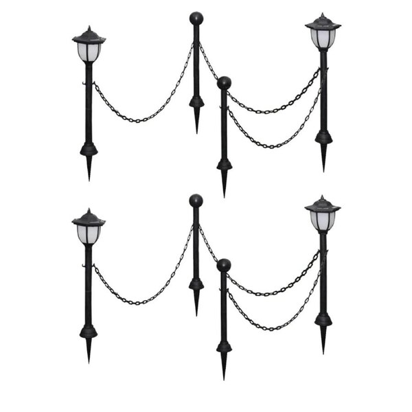 Solar Lights 4 pcs with Chain Fence and Poles vidaXL