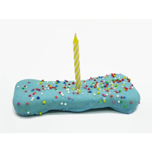 Birthday Blue Bone Dog Treat for Dogs & Puppies with Candle by Wagalot