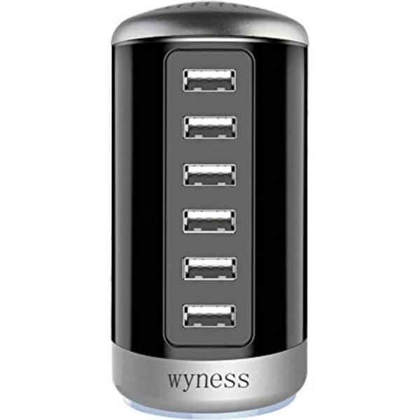 Catzon LBT 6-Port Desktop USB Hub Charging Station With Smart Identification Technology For Smartphone/Table/More Devices-Black