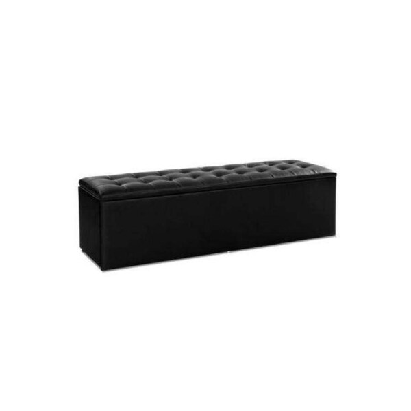 Storage Ottoman Blanket Box Black LARGE Leather Rest Chest Toy Foot Stool